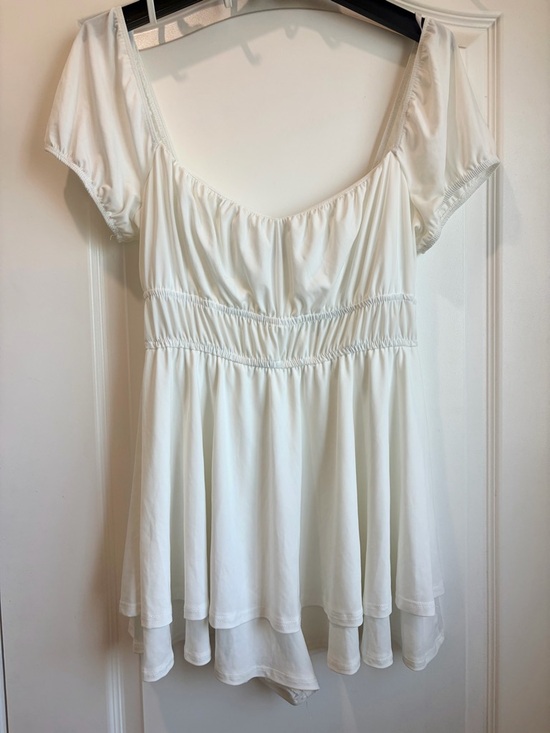 Windsor Dresses & Skirts - Windsor Cream/White Puff Sleeves Smocked Romper BRIDAL/GRADUATION Size Large